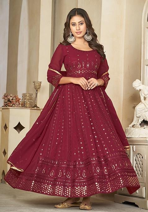 Anarkalis | Maroon Floor-Length Anarkali